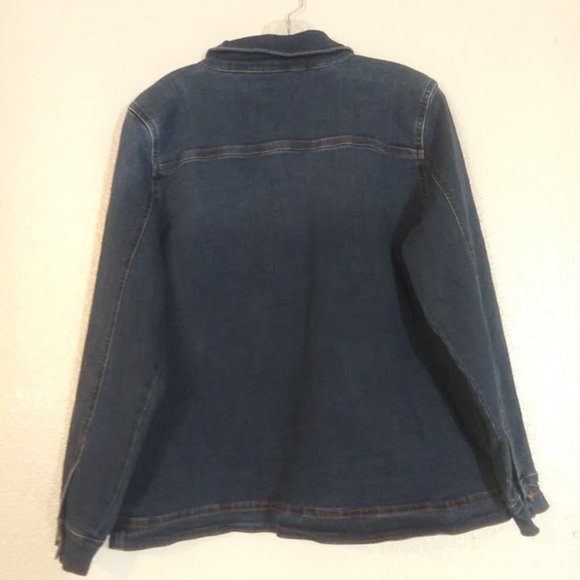 Denim & Company women's size M medium wash jean jacket - Picture 5 of 14